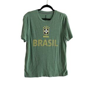 Brasil Adult SZ L Slim Fit Green Short Sleeve Graphic Pullover T-Shirt